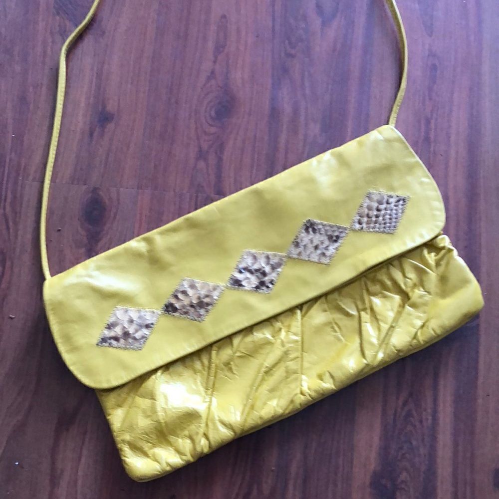 Vintage genuine Leather and snakeskin handbag.